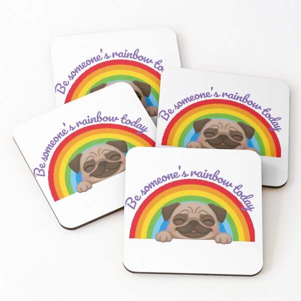 Item preview, “Be someone’s rainbow today”  pug sticker  designed and sold by Bud the Pug & Friends .