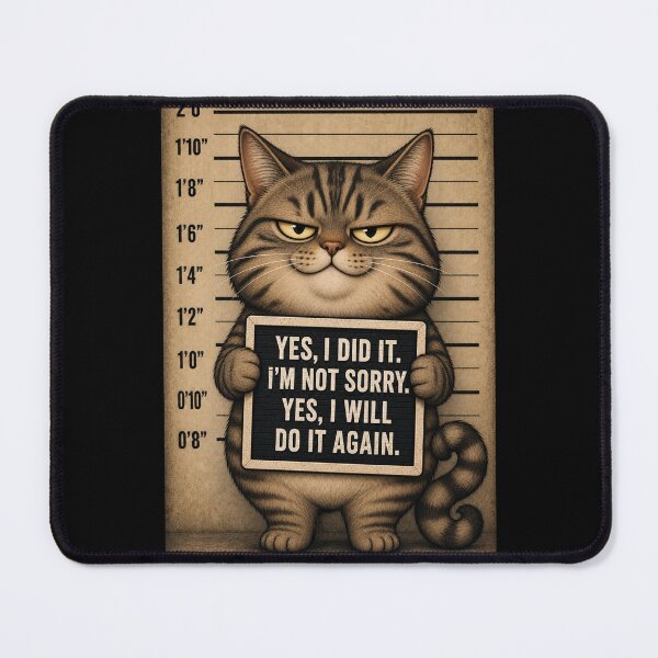 Item preview, Fugitive Tabby Cat Mugshot Humor designed and sold by digitalbitcraft.