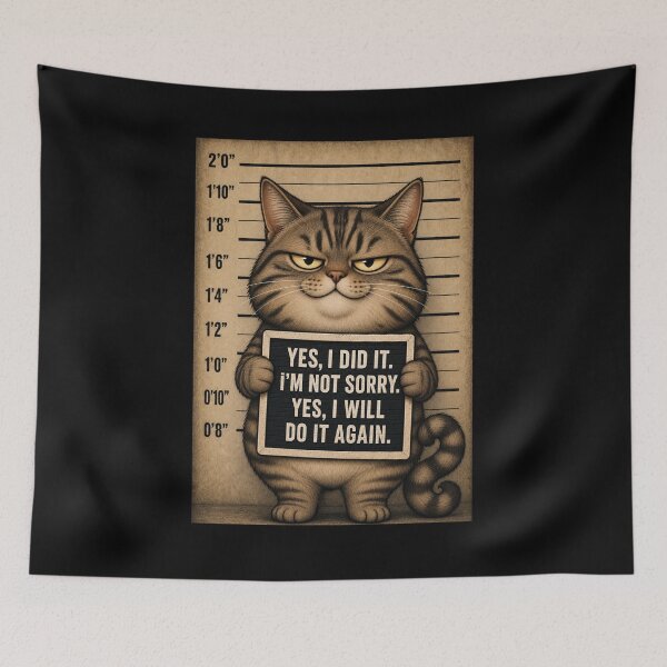Item preview, Fugitive Tabby Cat Mugshot Humor designed and sold by digitalbitcraft.