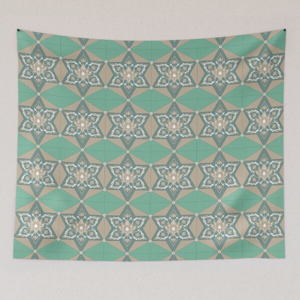 Item preview, Seafoam Green and Gold Thai-Japanese Fusion Pattern designed and sold by Novalgic.