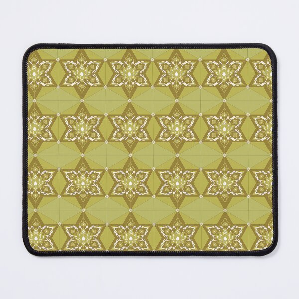 Item preview, Olive Green and Gold Thai Lotus Asanoha Pattern designed and sold by Novalgic.