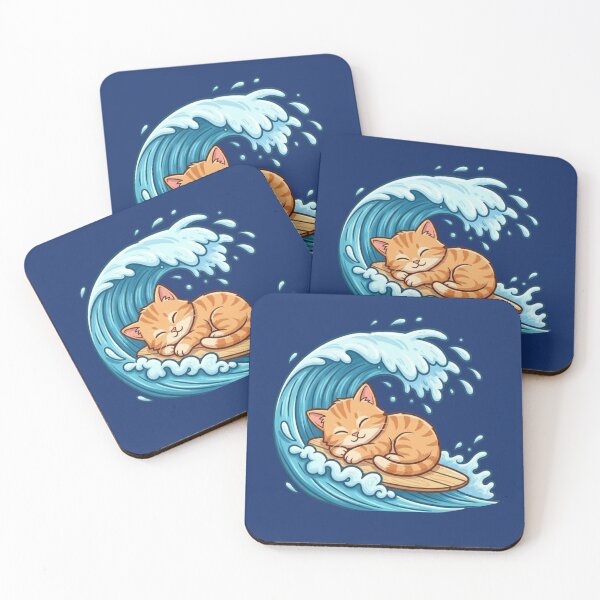 Item preview, Surfing Cat – Sleepy Wave Rider Art designed and sold by Dogandesighn.