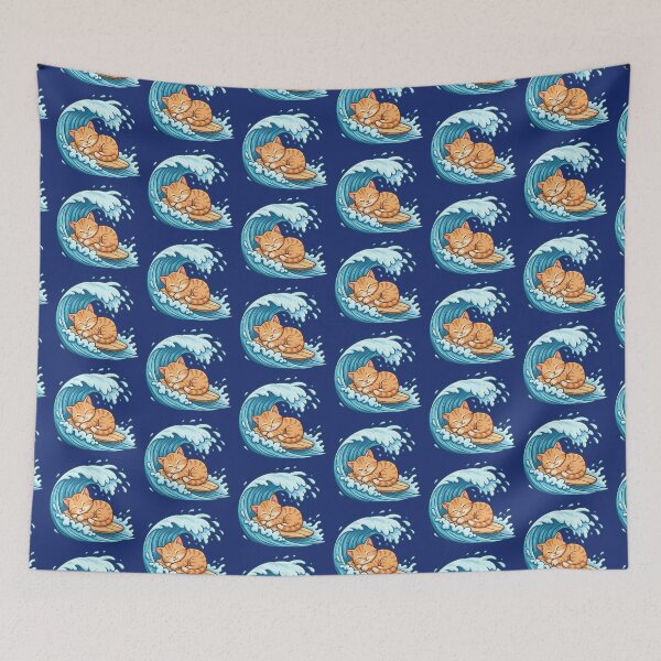 Item preview, Surfing Cat – Sleepy Wave Rider Art designed and sold by Dogandesighn.