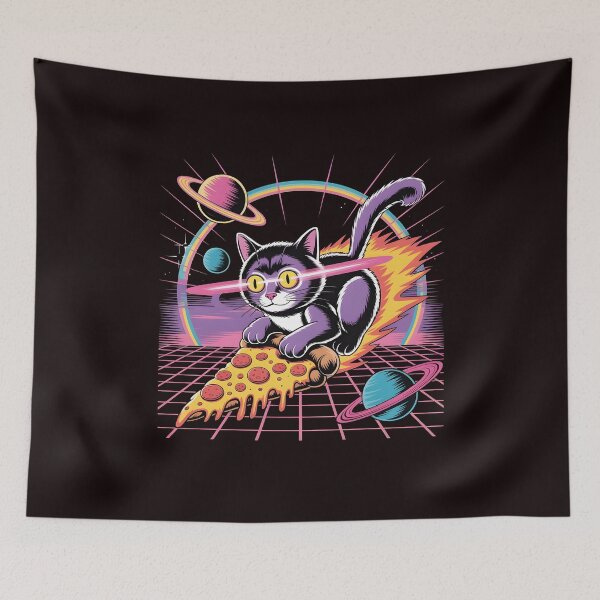 Item preview, Space Cat Pizza Rainbow Laser Eyes Galaxy Cat designed and sold by Redgiant87x.