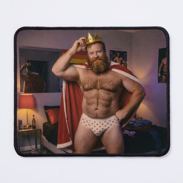Item preview, Hairy Bear King in Crown and Heart Briefs designed and sold by ZhivanCrimson.