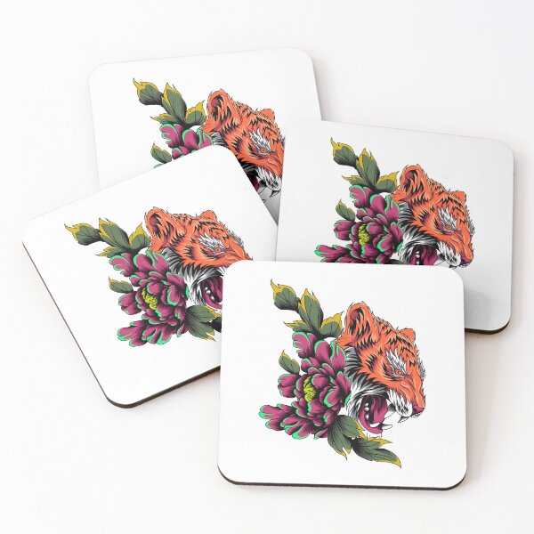 Item preview, Fierce Tiger Head With Roses  designed and sold by AchraffPrint.