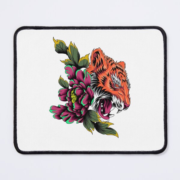 Item preview, Fierce Tiger Head With Roses designed and sold by AchraffPrint.