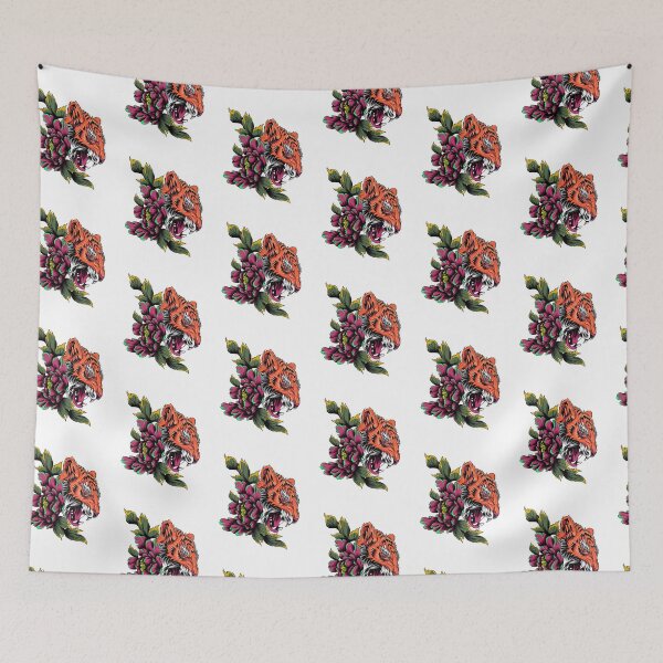 Item preview, Fierce Tiger Head With Roses  designed and sold by AchraffPrint.