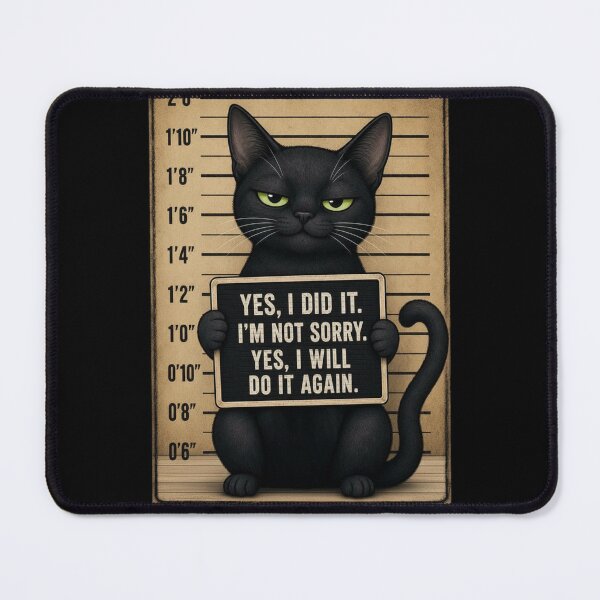 Item preview, Fugitive Black Cat Mugshot Rebel designed and sold by digitalbitcraft.