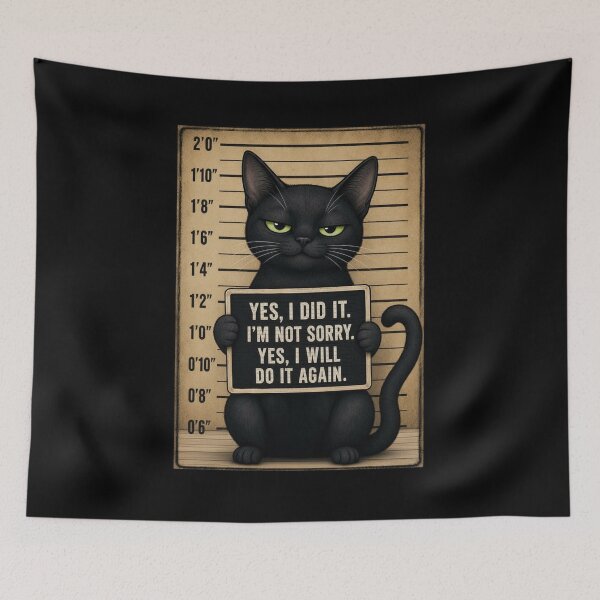 Item preview, Fugitive Black Cat Mugshot Rebel designed and sold by digitalbitcraft.