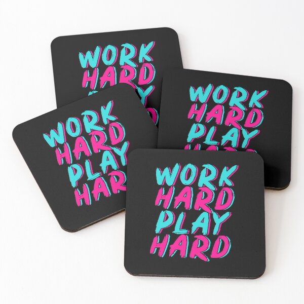 Item preview, Work Hard Play Hard Neon Brush Lettering Design designed and sold by EichStore.