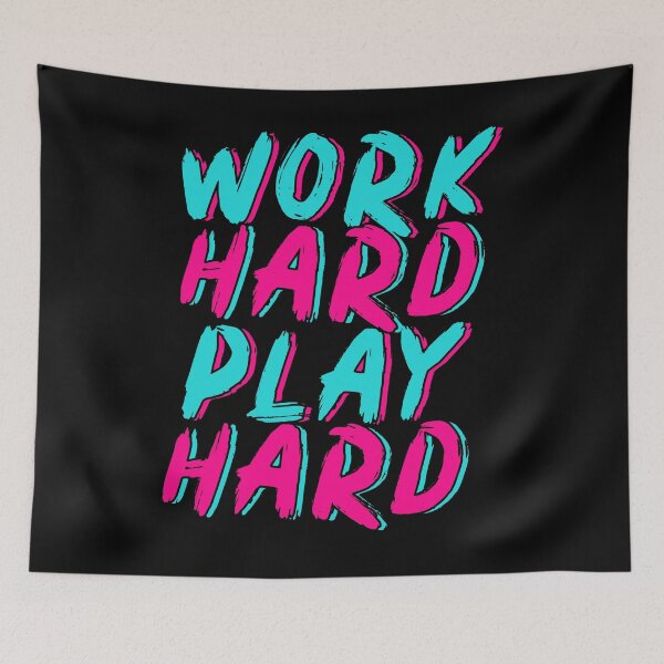 Item preview, Work Hard Play Hard Neon Brush Lettering Design designed and sold by EichStore.