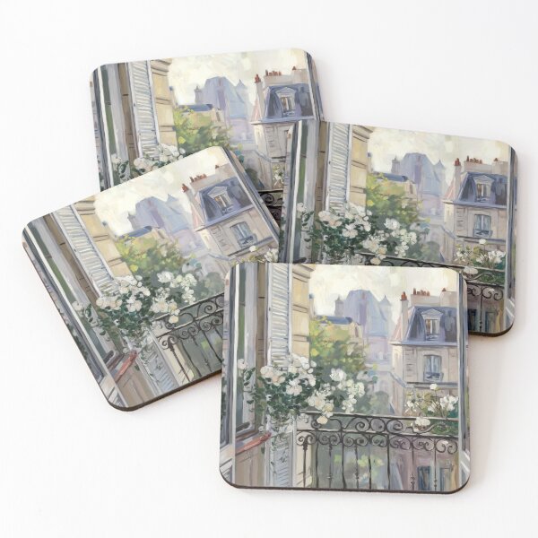Item preview, French Balcony with White Flowers | Paris Apartment Wall Art designed and sold by CARRAANN.