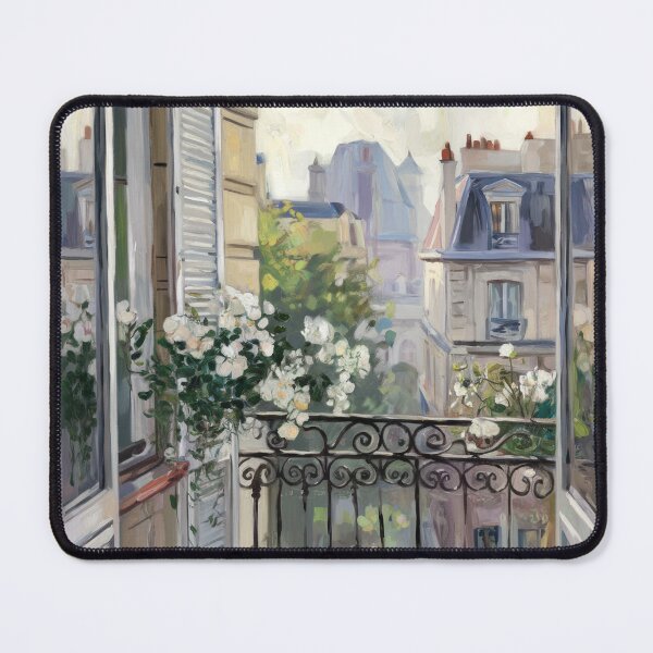 Item preview, French Balcony with White Flowers | Paris Apartment Wall Art designed and sold by CARRAANN.