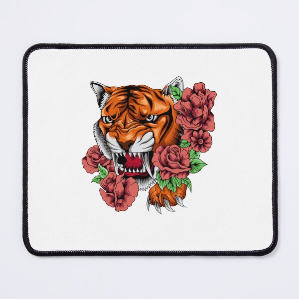 Item preview, Tiger Head With Roses designed and sold by AchraffPrint.