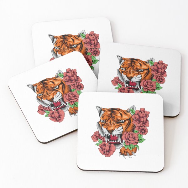 Item preview, Tiger Head With Roses  designed and sold by AchraffPrint.