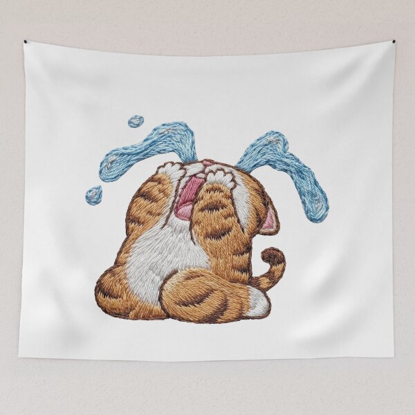 Item preview, Chibi Cat "Crying" Embroidery designed and sold by LiuTiuuu.