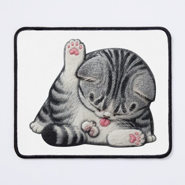 Item preview, Chibi Cat "Licking" Embroidery designed and sold by LiuTiuuu.