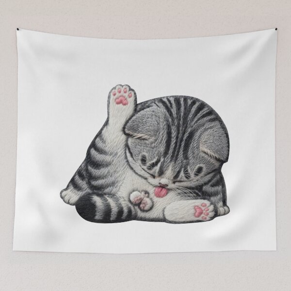 Item preview, Chibi Cat "Licking" Embroidery designed and sold by LiuTiuuu.