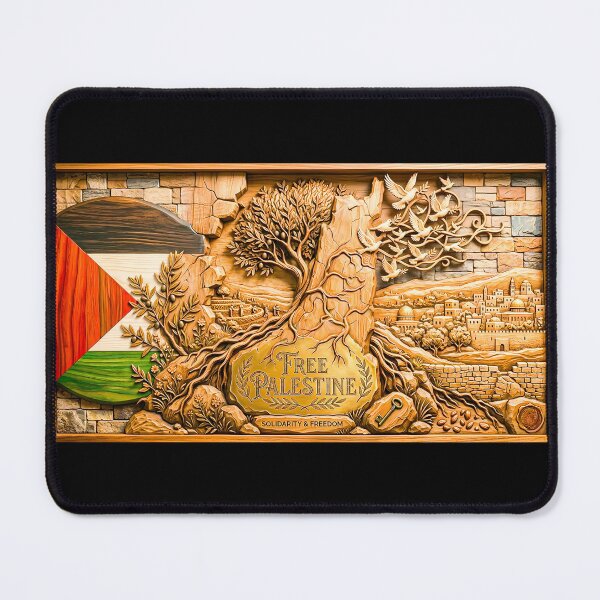 Item preview, Free Palestine Intricate Wood Carving - Peace Doves & Olive Tree Art designed and sold by AbulailArt.