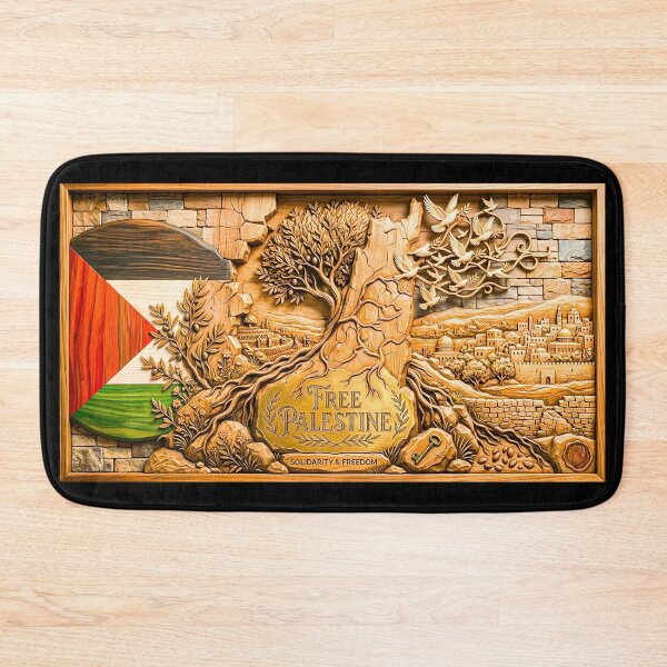 Item preview, Free Palestine Intricate Wood Carving - Peace Doves & Olive Tree Art designed and sold by AbulailArt.