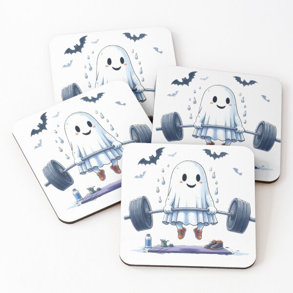 Item preview, Cute Ghost Weightlifting at the Gym designed and sold by BlackBoneArt.