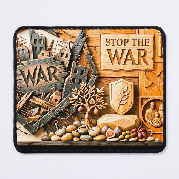 Item preview, Stop The War - 3D Wood Carving Peace & Unity Design designed and sold by AbulailArt.