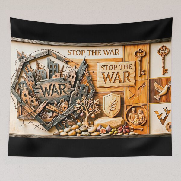 Item preview, Stop The War - 3D Wood Carving Peace & Unity Design designed and sold by AbulailArt.