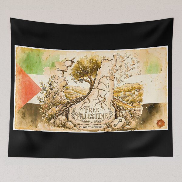 Item preview, Free Palestine - Solidarity and Freedom Vintage Watercolor Art designed and sold by AbulailArt.