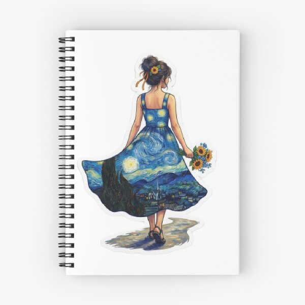 Item preview, Vincent Van Gogh Starry Night Painting Outfit Fashion Dress Met Gala Girl Sunflower Art Artist Museam designed and sold by SamiraArts.