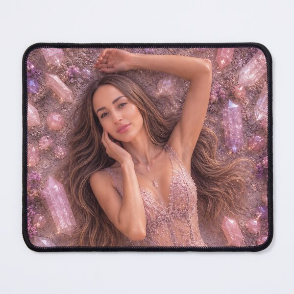 Item preview, Manifestation Goddess in the Crystal Sea - Rose Quartz Fantasy Artwork designed and sold by butterfLydii.