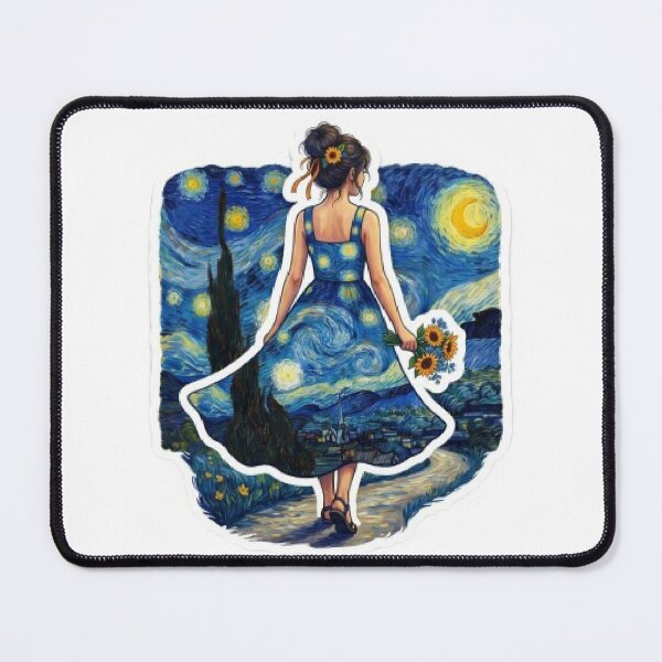 Item preview, Vincent Van Gogh Starry Night Painting Outfit Fashion Dress Met Gala Girl Sunflower Art Artist Museam designed and sold by SamiraArts.