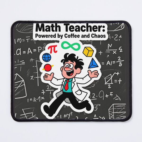 Item preview, Funny Math Teacher Sticker - Powered by Coffee & Chaos Gift designed and sold by Vajid Designs .
