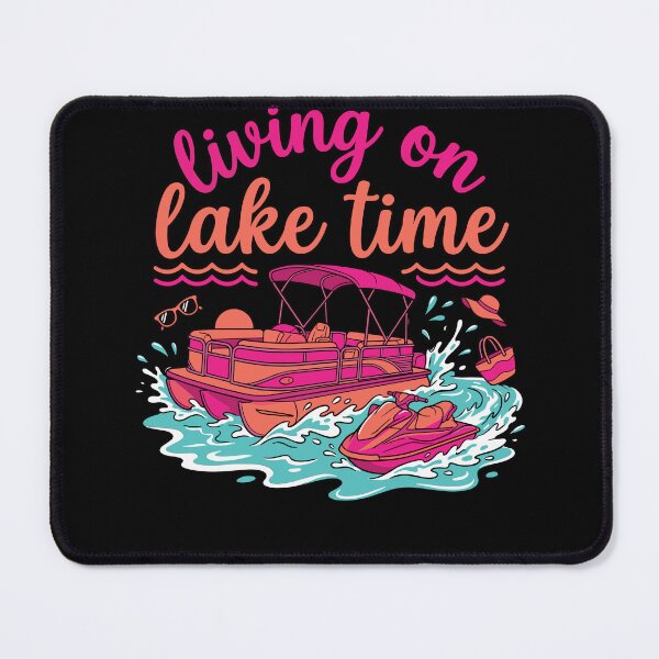 Item preview, Preppy Pink Pontoon Boat Living On Lake Time designed and sold by KroghDs.