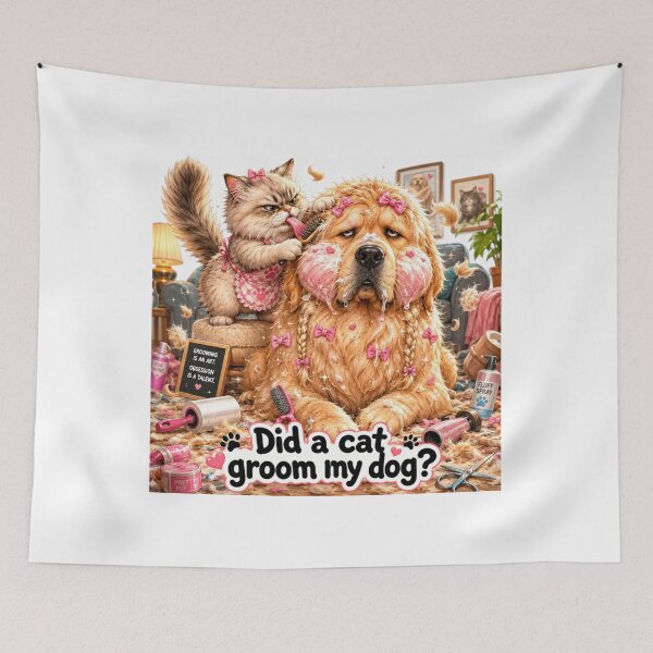 Item preview, Did a Cat Groom My Dog? – Funny Overprotective Cat Meme Design designed and sold by MarekoraStudio.