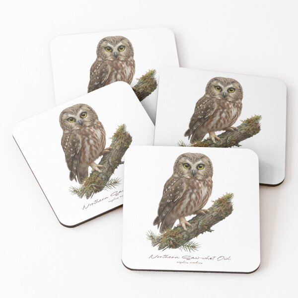 Item preview, Northern Saw-whet Owl on Mossy Branch designed and sold by Takeda-art.