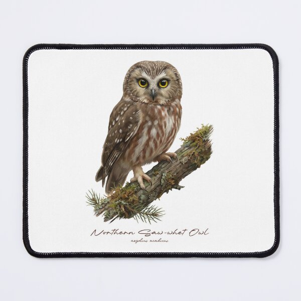 Item preview, Northern Saw-whet Owl on Mossy Branch designed and sold by Takeda-art.