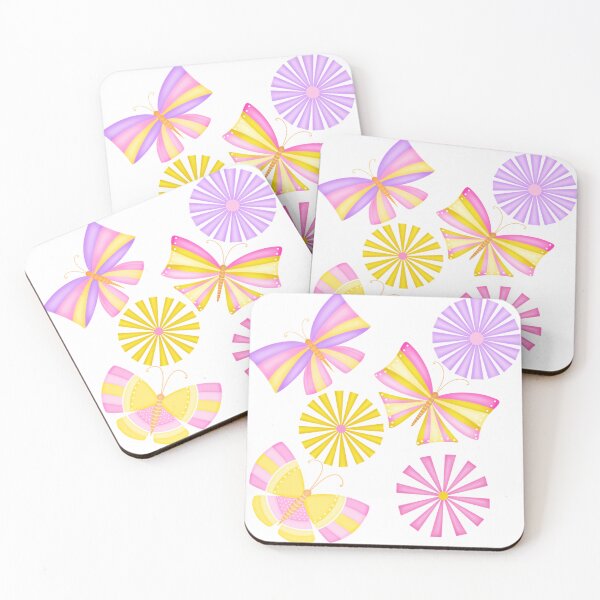 Item preview, Pink Yellow Purple Butterflies & Flowers designed and sold by NotPrettyinPink.