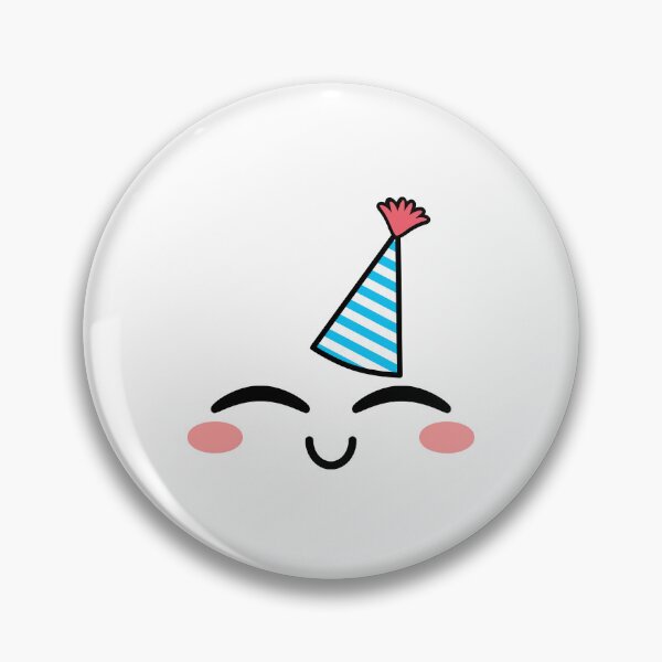 Item preview, Cute kawaii blushing joyful face with birthday hat designed and sold by BlushyPrint.