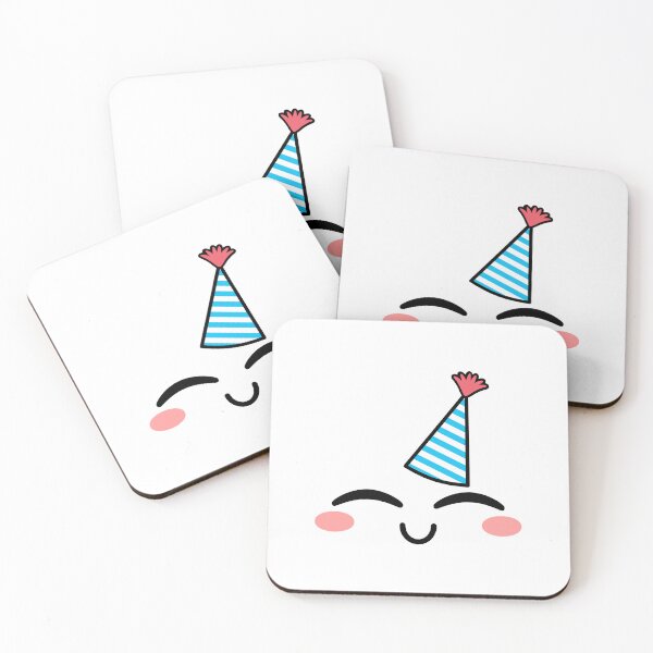 Item preview, Cute kawaii blushing joyful face with birthday hat designed and sold by BlushyPrint.