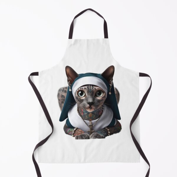 Item preview, Gothic Hairless Cat Portrait with Green Eyes and Tattoos designed and sold by LujziWorld.