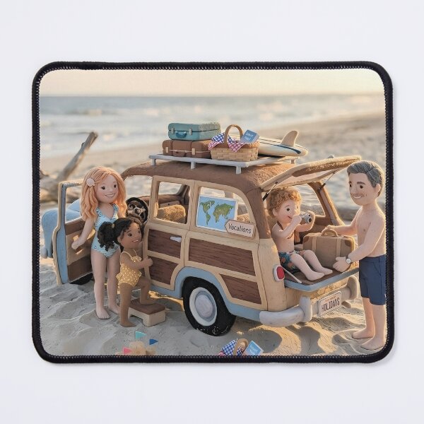 Item preview, Felt Family Beach Adventure - Vintage Surf Van designed and sold by CVND-Studio.