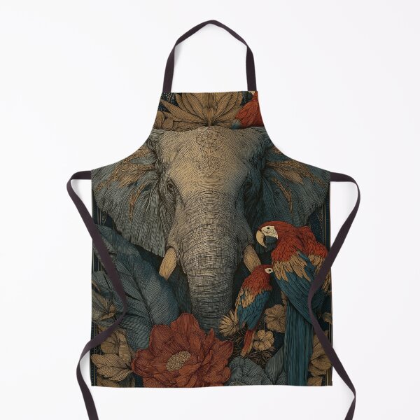 Item preview, Vintage Elephant & Parrot Botanical Art | Exotic Jungle Aesthetic designed and sold by Oraibi.