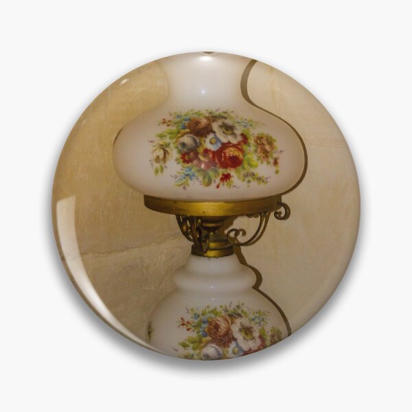 Item preview, Vintage Floral Porcelain Table Lamp With Brass Accents and Decorative Glass Chimney in Classic Interior designed and sold by Nmallia.