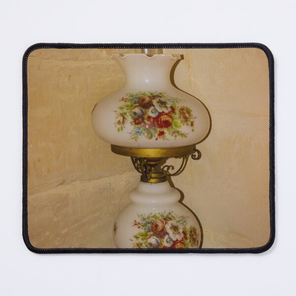 Item preview, Vintage Floral Porcelain Table Lamp With Brass Accents and Decorative Glass Chimney in Classic Interior designed and sold by Nmallia.