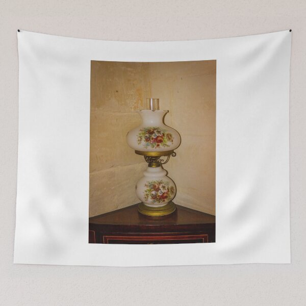 Item preview, Vintage Floral Porcelain Table Lamp With Brass Accents and Decorative Glass Chimney in Classic Interior designed and sold by Nmallia.