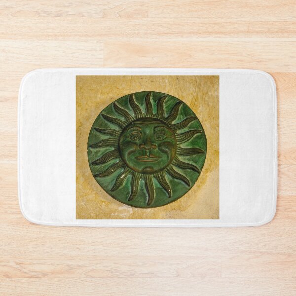 Item preview, Green Sun Face Wall Plaque Ceramic Decor Rustic Folk Art Sunburst Sculpture for Home designed and sold by Nmallia.
