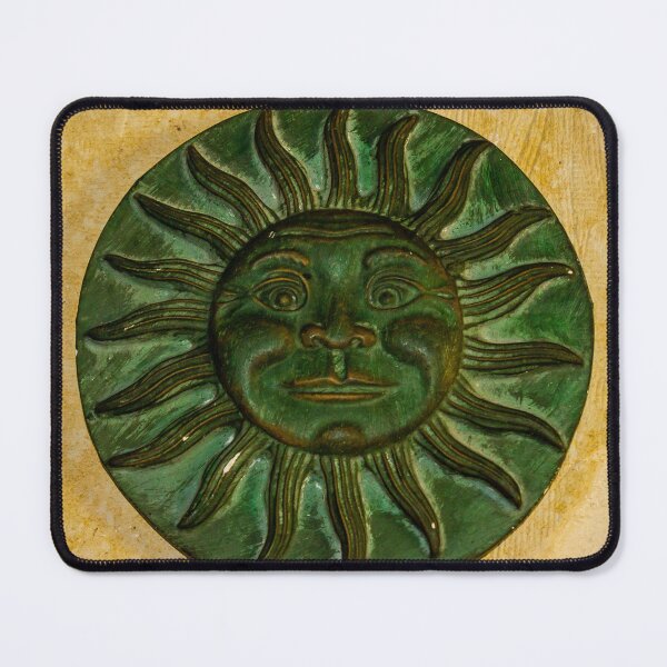 Item preview, Green Sun Face Wall Plaque Ceramic Decor Rustic Folk Art Sunburst Sculpture for Home designed and sold by Nmallia.