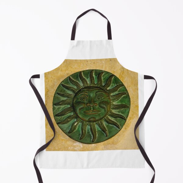 Item preview, Green Sun Face Wall Plaque Ceramic Decor Rustic Folk Art Sunburst Sculpture for Home designed and sold by Nmallia.