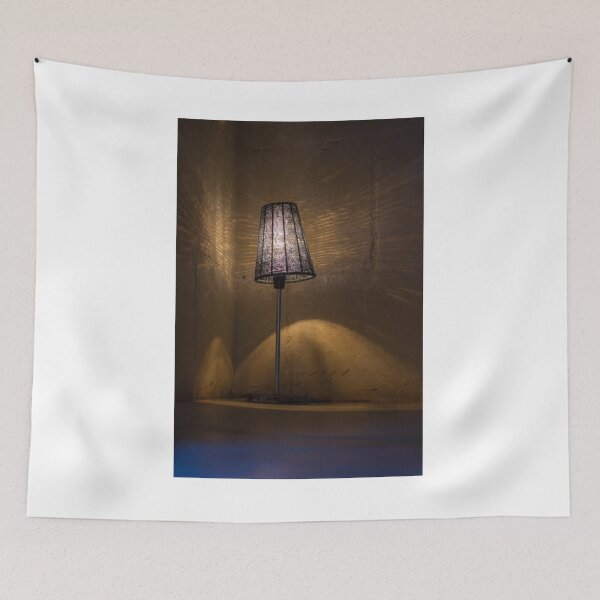 Item preview, Warm Table Lamp Casting Patterned Light and Cozy Shadows in a Textured Corner Interior designed and sold by Nmallia.